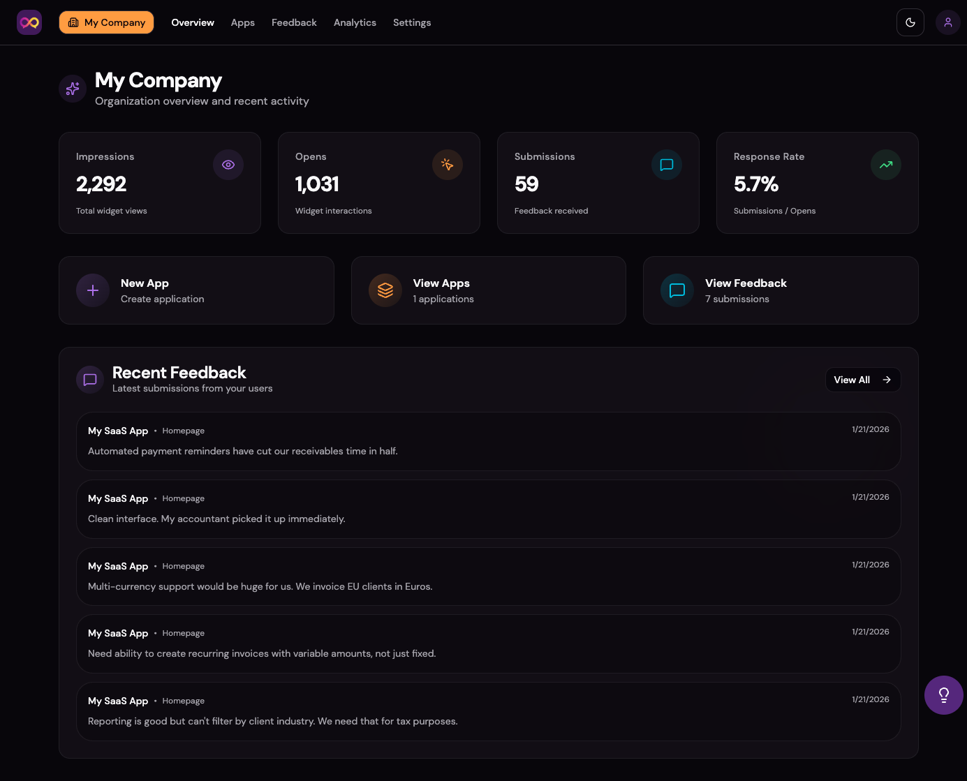 FeedValue Dashboard
